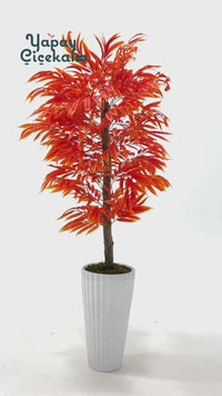 Yapay Büyük Renkli Yapraklı Ağaç Turuncu 200 Cm
