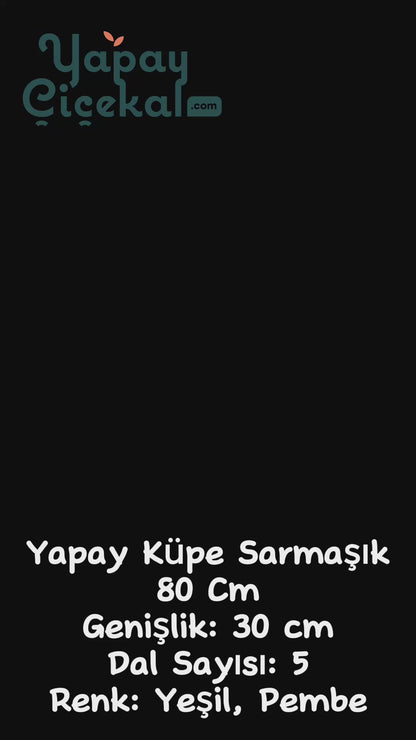 Yapay Sarmaşık Uv Korumalı Küpe Yeşil Pembe 80 Cm 5 Dal