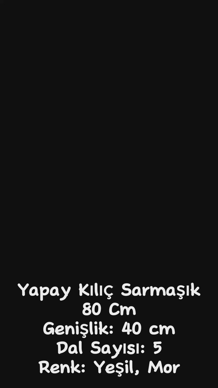 Yapay Sarmaşık Kılıç Uv Korumalı Yeşil Mor 80 Cm 5 Dal