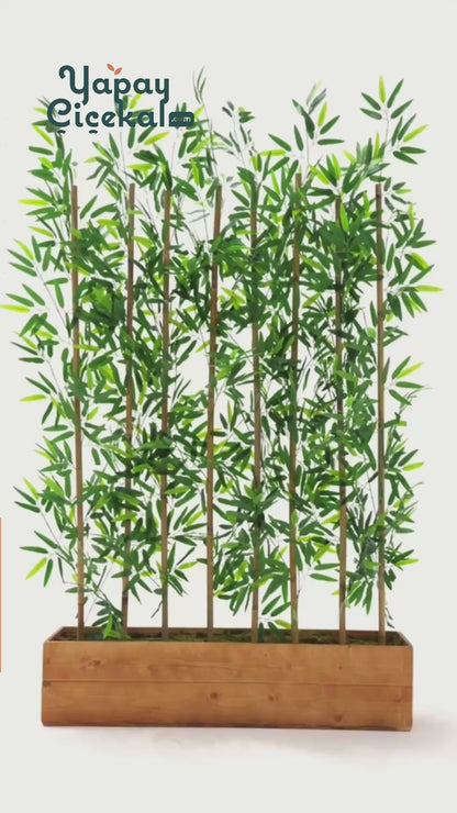 Yapay Bambu Seperatör 180 Cm Ahşap Kahverengi Saksı
