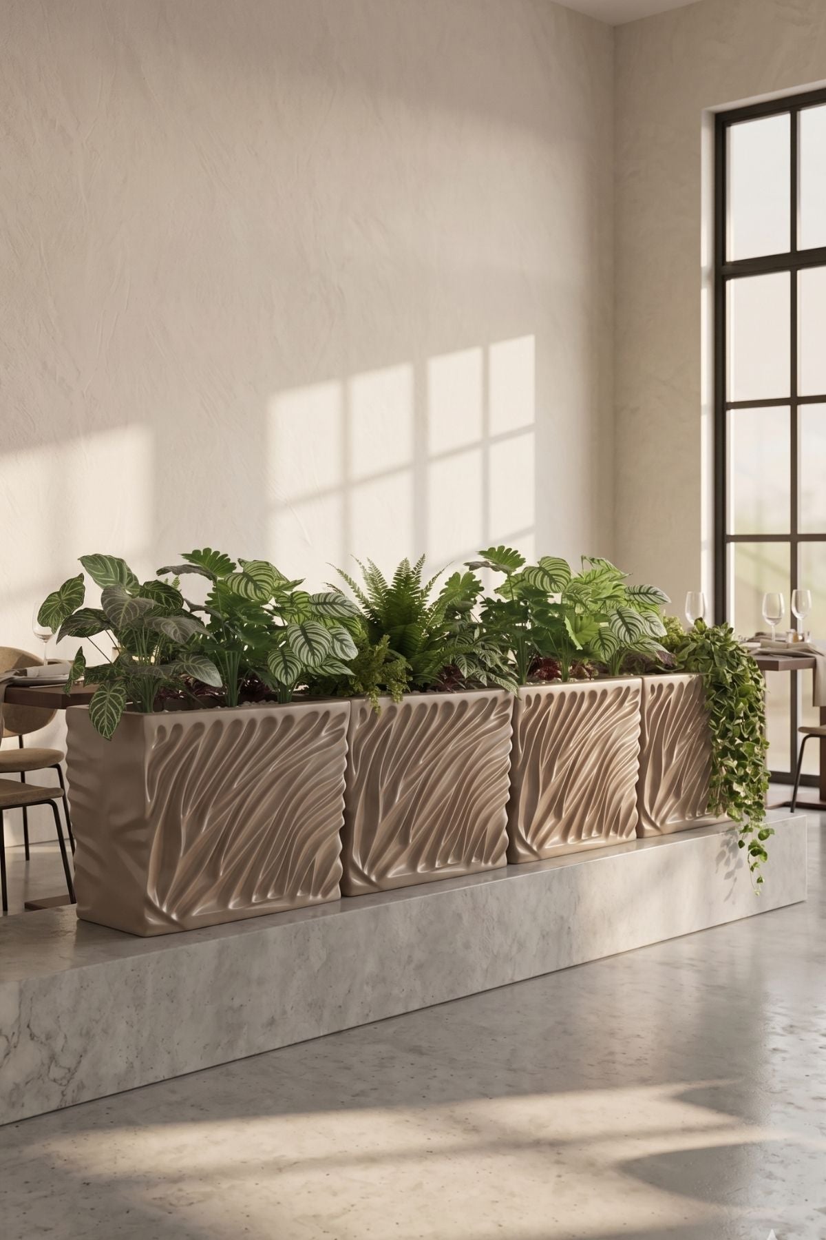 Wave Fiberglass Dekoratif Saksı 95x27x77 cm (Uv)