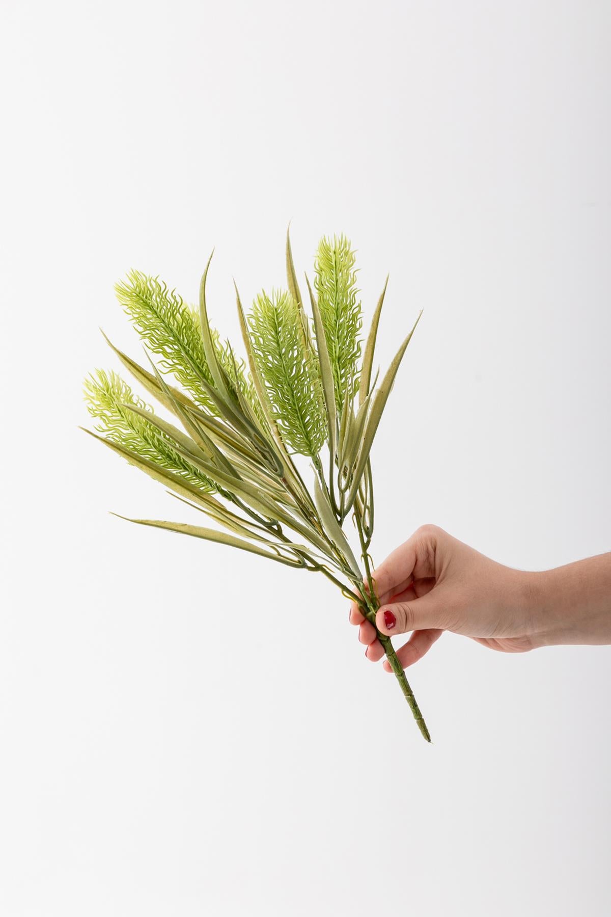 Yapay 5 Kafalı Çiçek Demeti 35 Cm 5 Dal Yeşil 