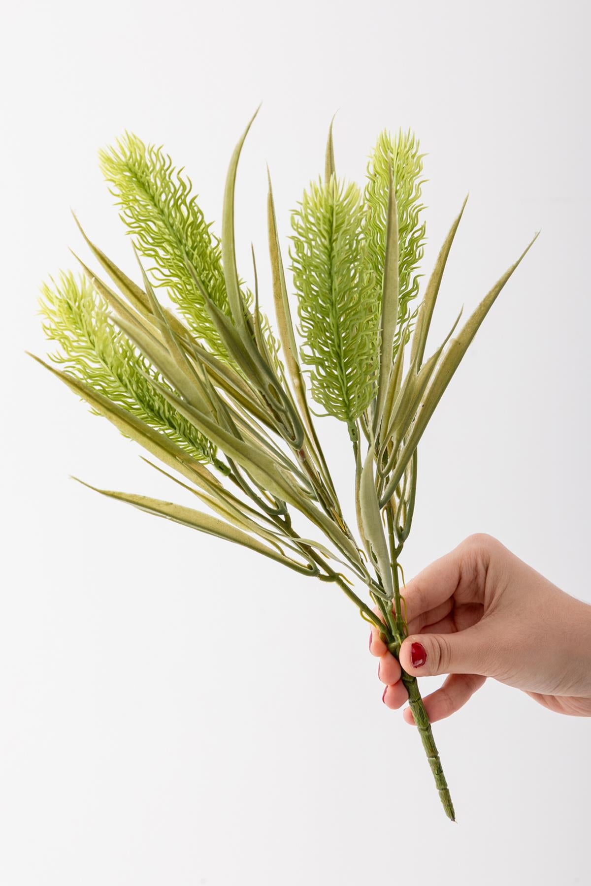 Yapay 5 Kafalı Çiçek Demeti 35 Cm 5 Dal Yeşil 