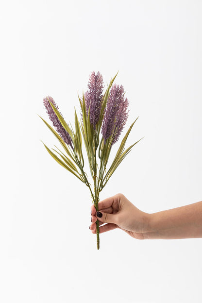 Yapay 5 Kafalı Çiçek Demeti 35 Cm 5 Dal Mor 