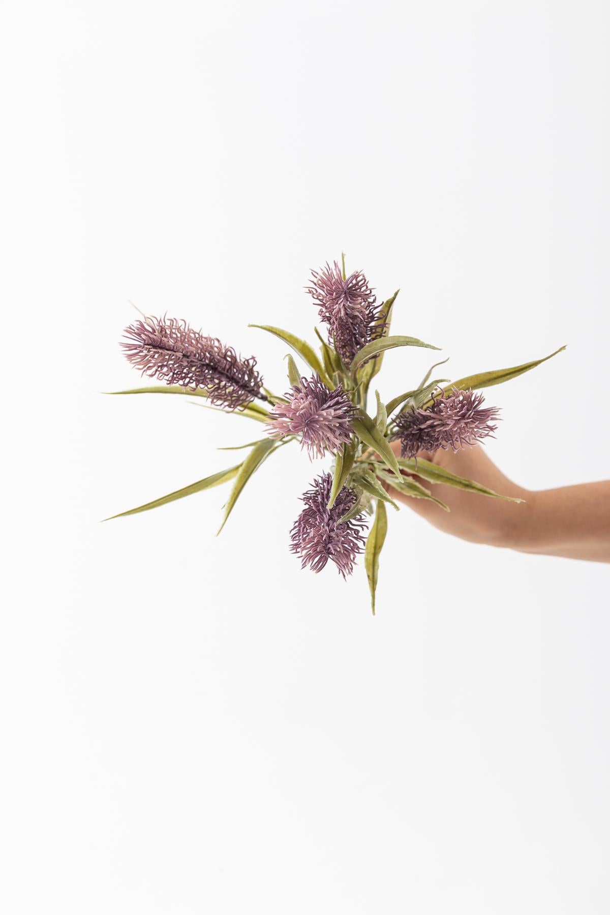 Yapay 5 Kafalı Çiçek Demeti 35 Cm 5 Dal Mor 