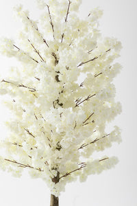 Yapay Ağaç Beyaz Bahar Dalı 180 Cm Konik Saksı