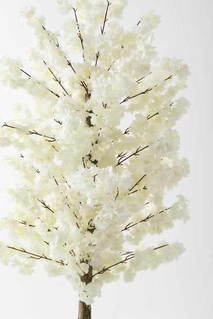 Yapay Ağaç Beyaz Bahar Dalı 180 Cm Konik Saksı