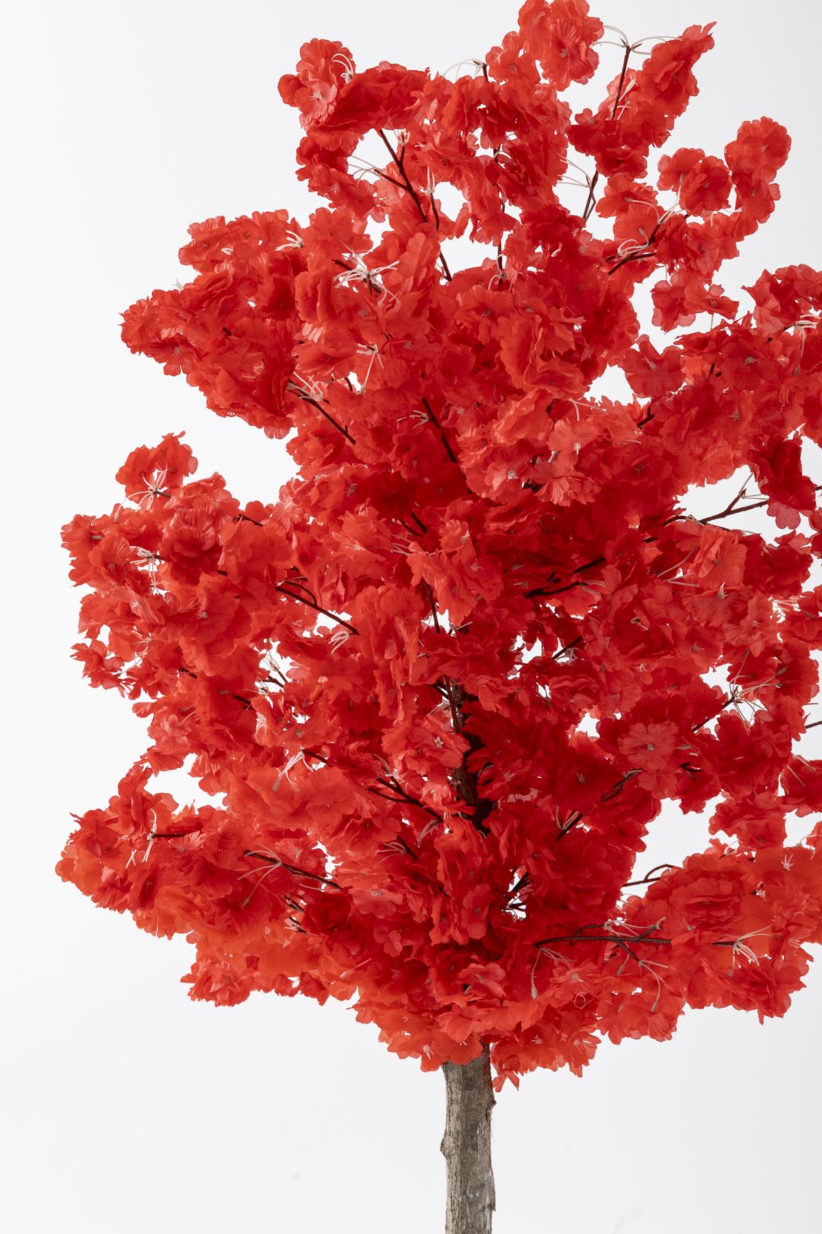 Yapay Ağaç Kırmızı Bahar Dalı 180 Cm Konik Saksı