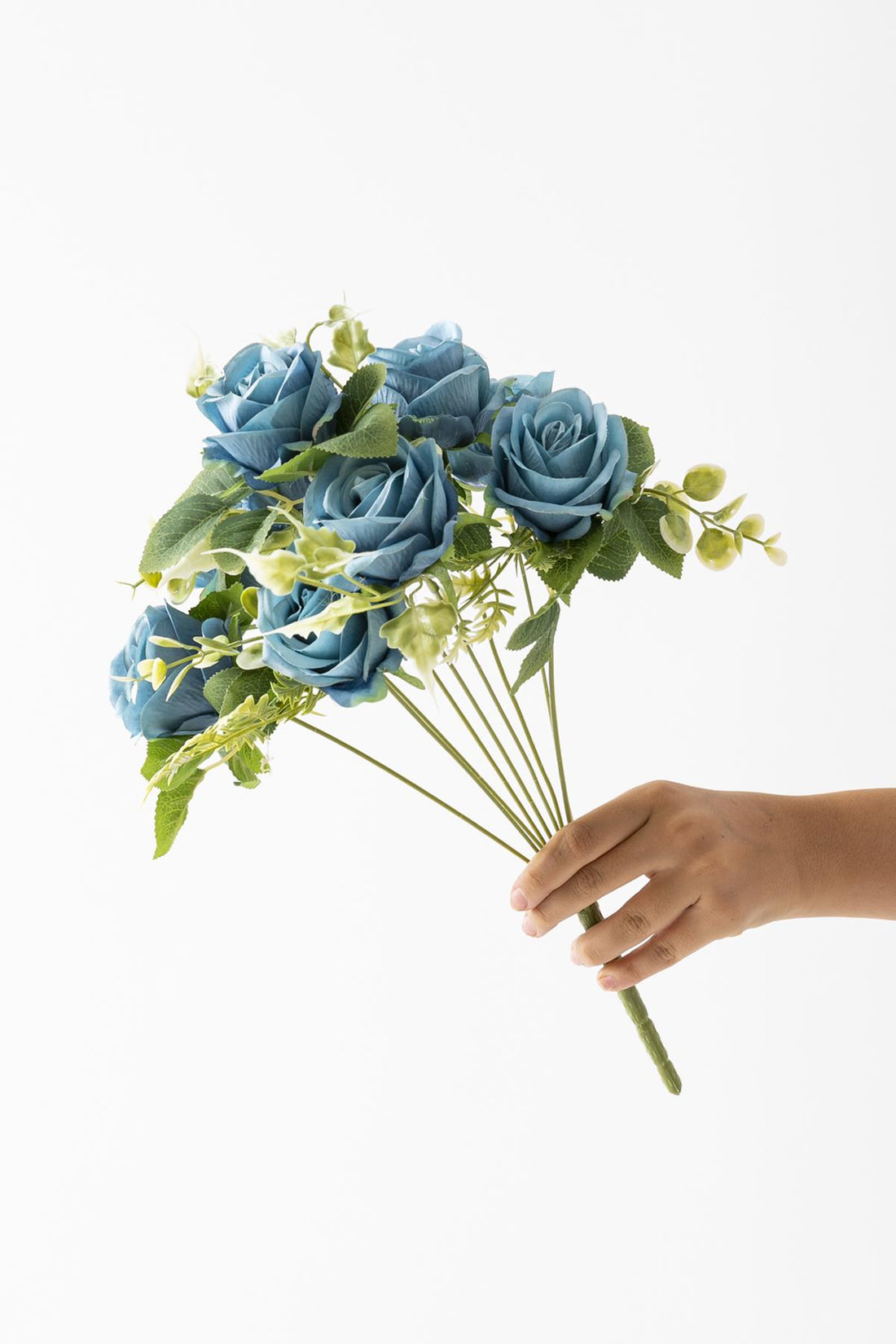 Yapay Aranjmanlı Gül Demeti 9 Dallı Mavi