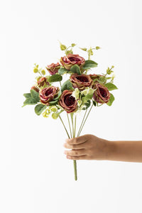 Yapay Aranjmanlı Gül Demeti 9 Dallı Pudra