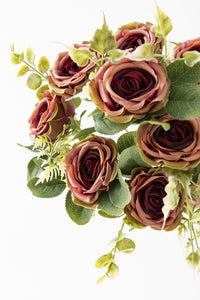 Yapay Aranjmanlı Gül Demeti 9 Dallı Pudra