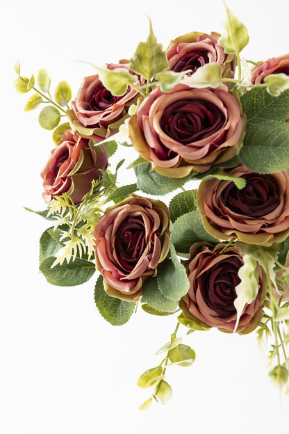 Yapay Aranjmanlı Gül Demeti 9 Dallı Pudra