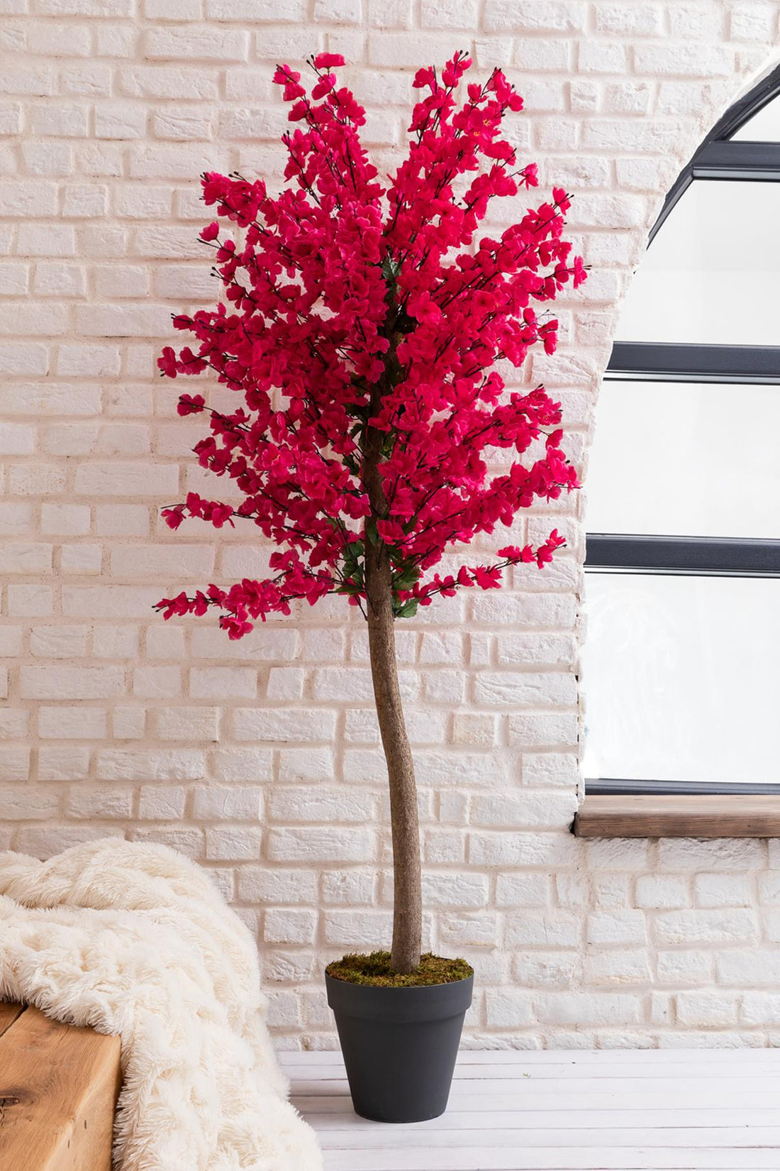 Yapay Bahar Dalı Ağacı Fuşya 180 Cm 81 Dal