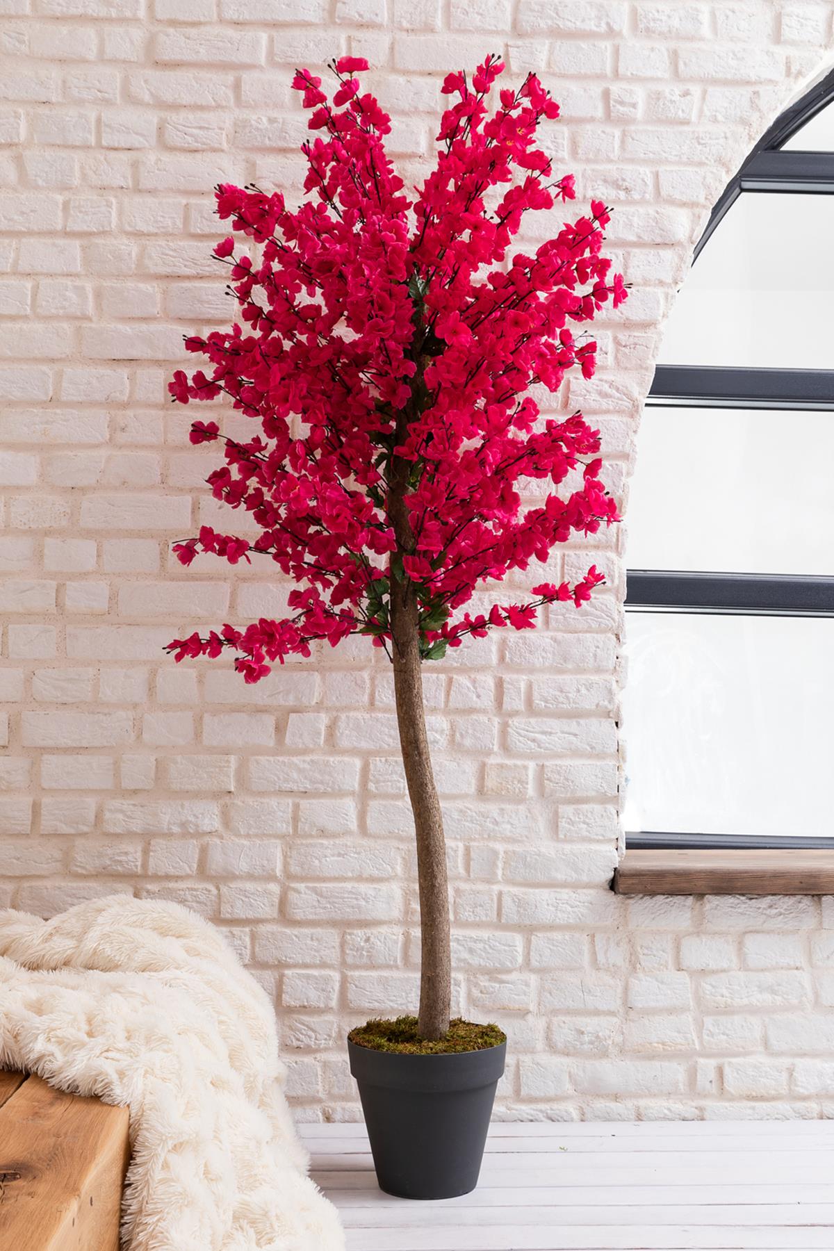 Yapay Bahar Dalı Ağacı Fuşya 180 Cm 81 Dal