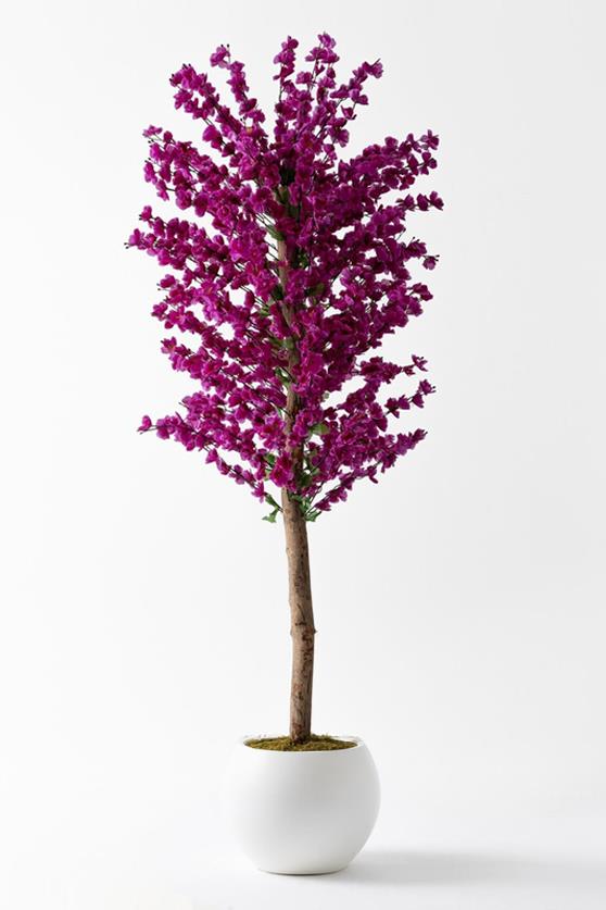 Yapay Bahar Dalı Ağacı Mor 180 Cm 81 Dal Plastik Küre Saksı