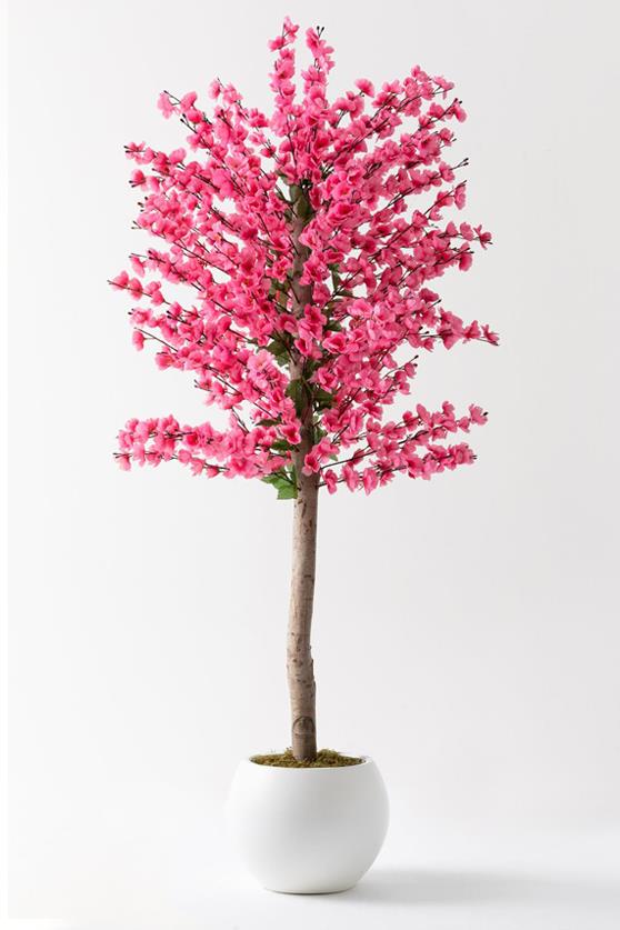 Yapay Bahar Dalı Ağacı Pembe 180 Cm 81 Dal Plastik Küre Saksı