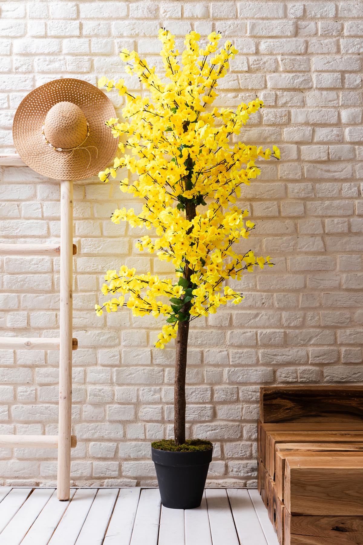 Yapay Bahar Dalı Ağacı Sarı 180 Cm 81 Dal