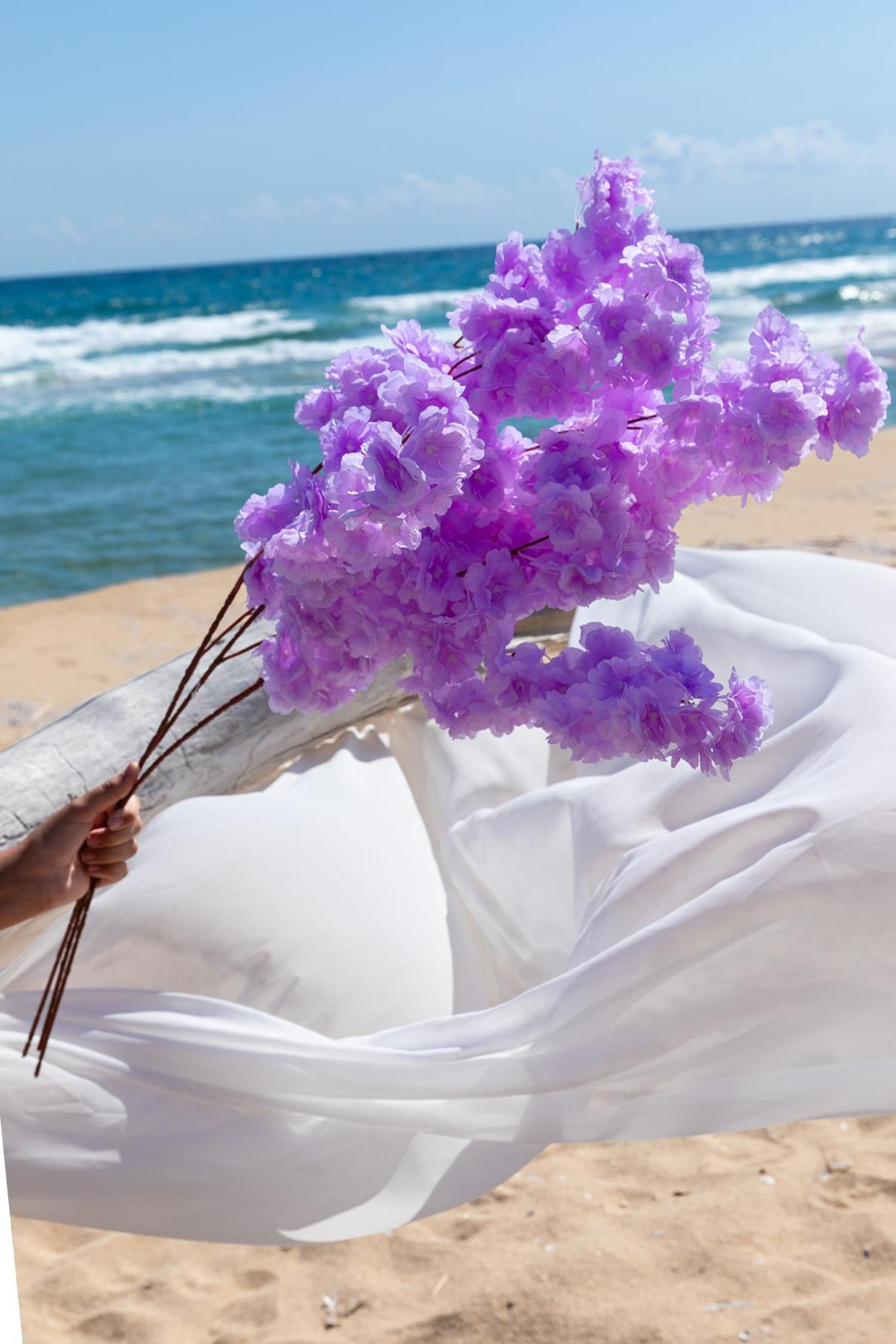 Yapay Bahar Dalı Çiçeği Mor 3 Dal 100 Cm