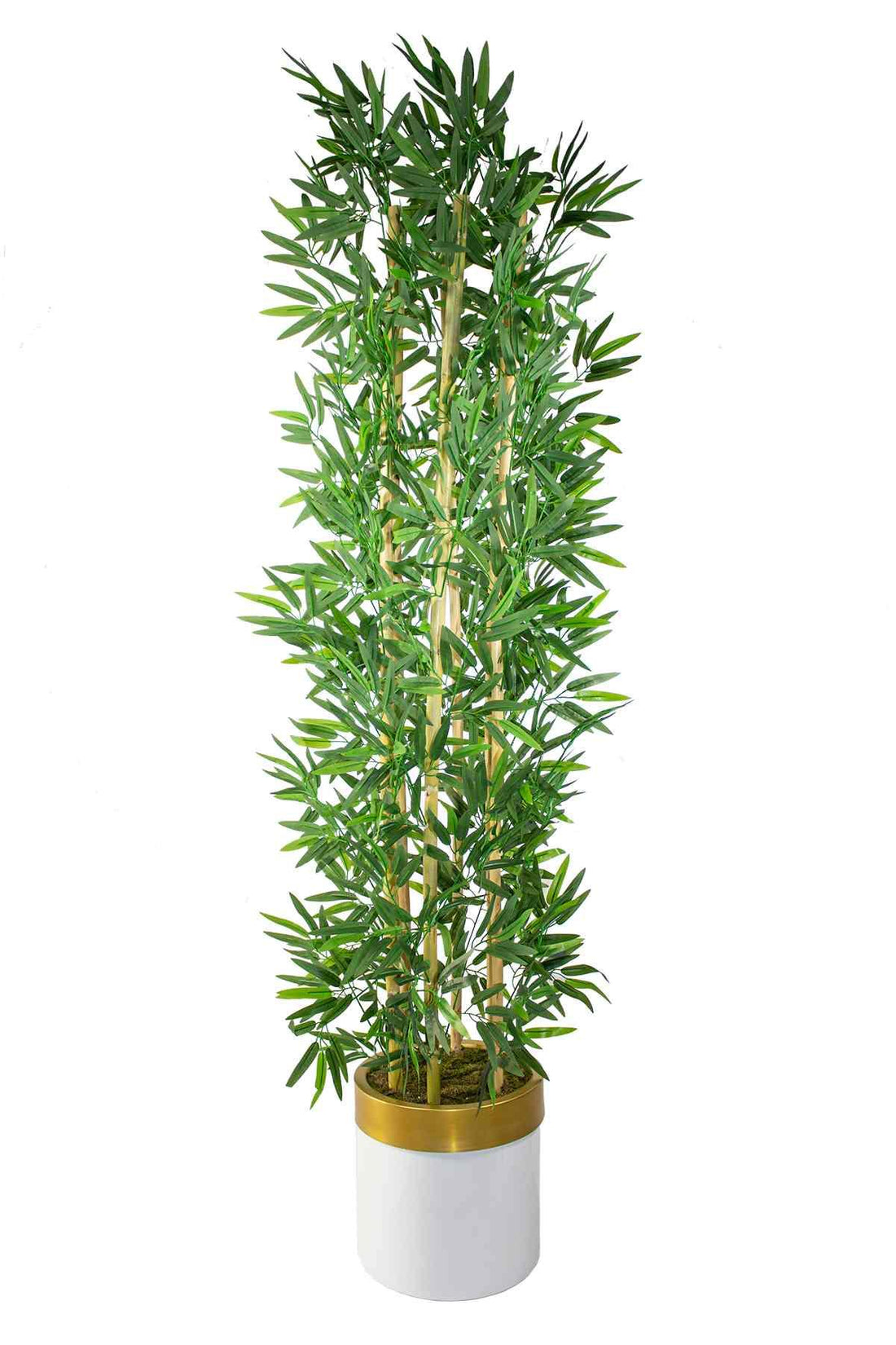 Yapay Bambu Ağacı 185 Cm Beyaz Gold Metal Saksı