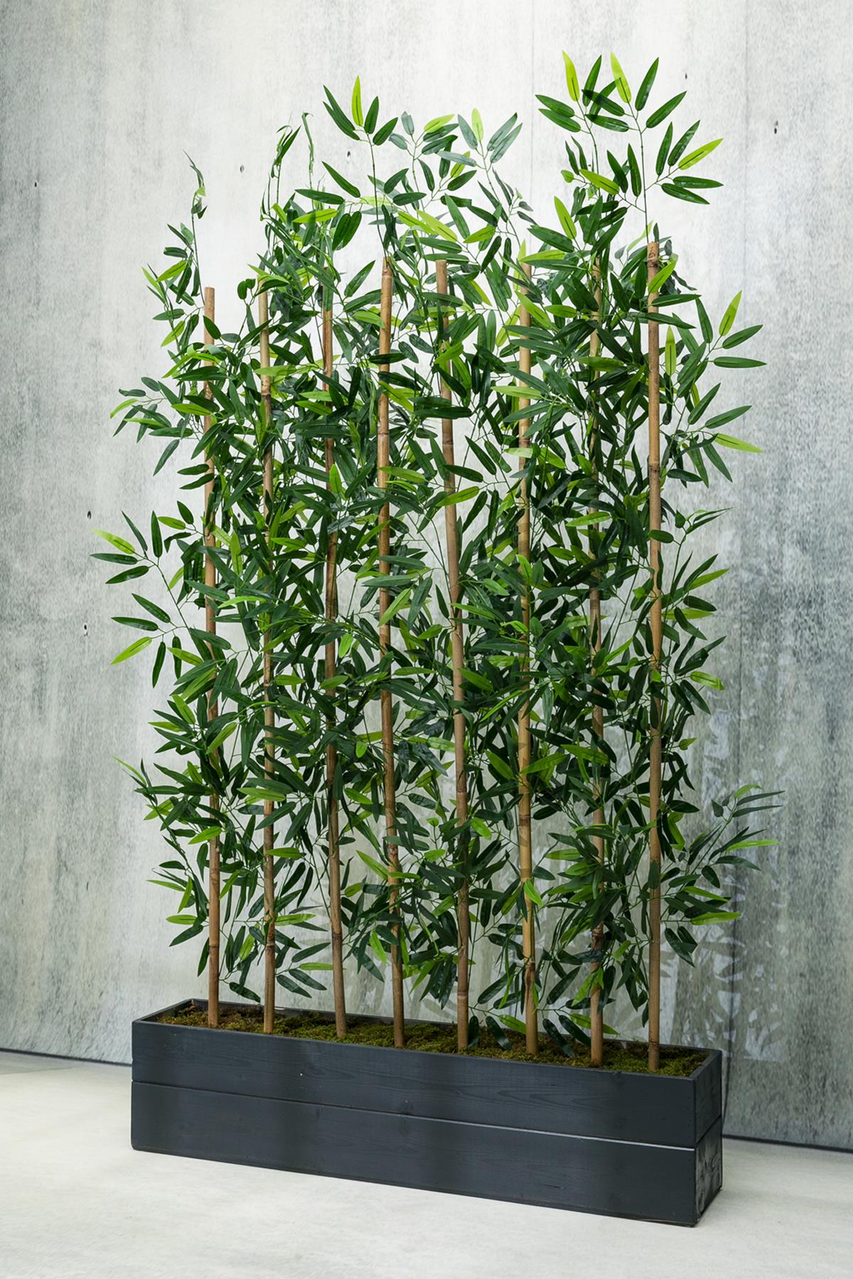 Yapay Bambu Seperatör 180 Cm Ahşap Antrasit Saksı