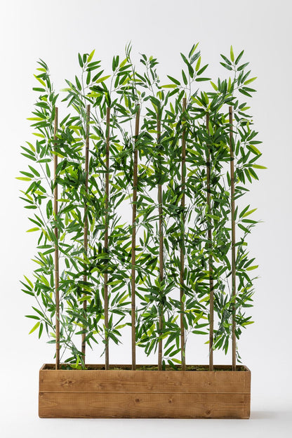 Yapay Bambu Seperatör 180 Cm Ahşap Kahverengi Saksı