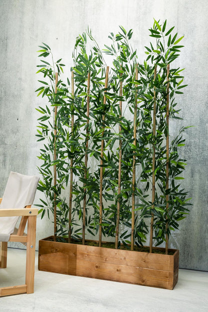 Yapay Bambu Seperatör 180 Cm Ahşap Kahverengi Saksı