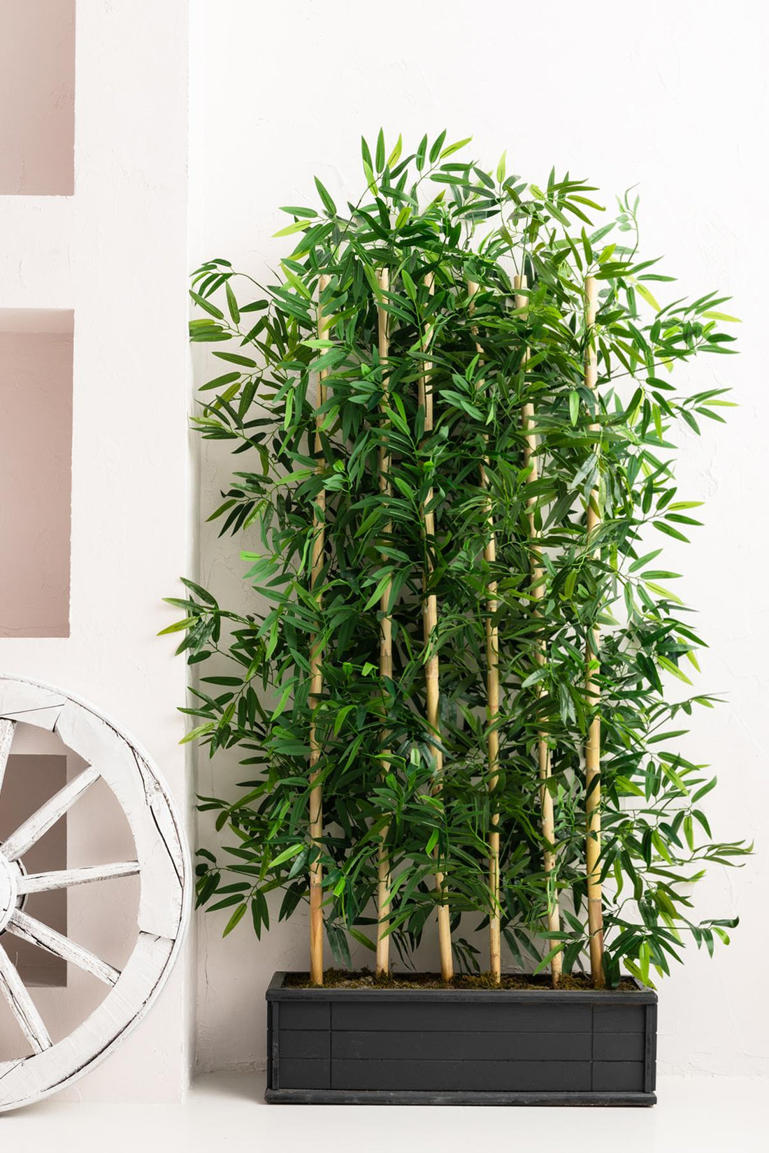 Yapay Bambu Seperatör Ahşap Antrasit Saksı 175 Cm