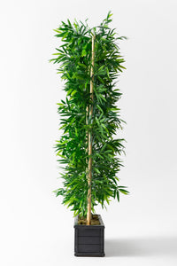 Yapay Bambu Seperatör Ahşap Antrasit Saksı 175 Cm