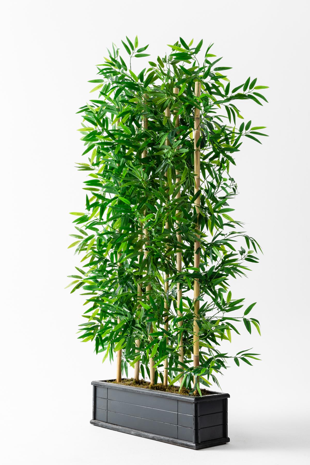 Yapay Bambu Seperatör Ahşap Antrasit Saksı 175 Cm