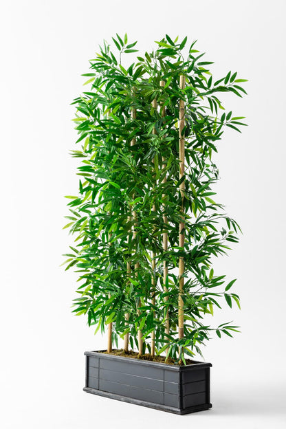 Yapay Bambu Seperatör Ahşap Antrasit Saksı 175 Cm