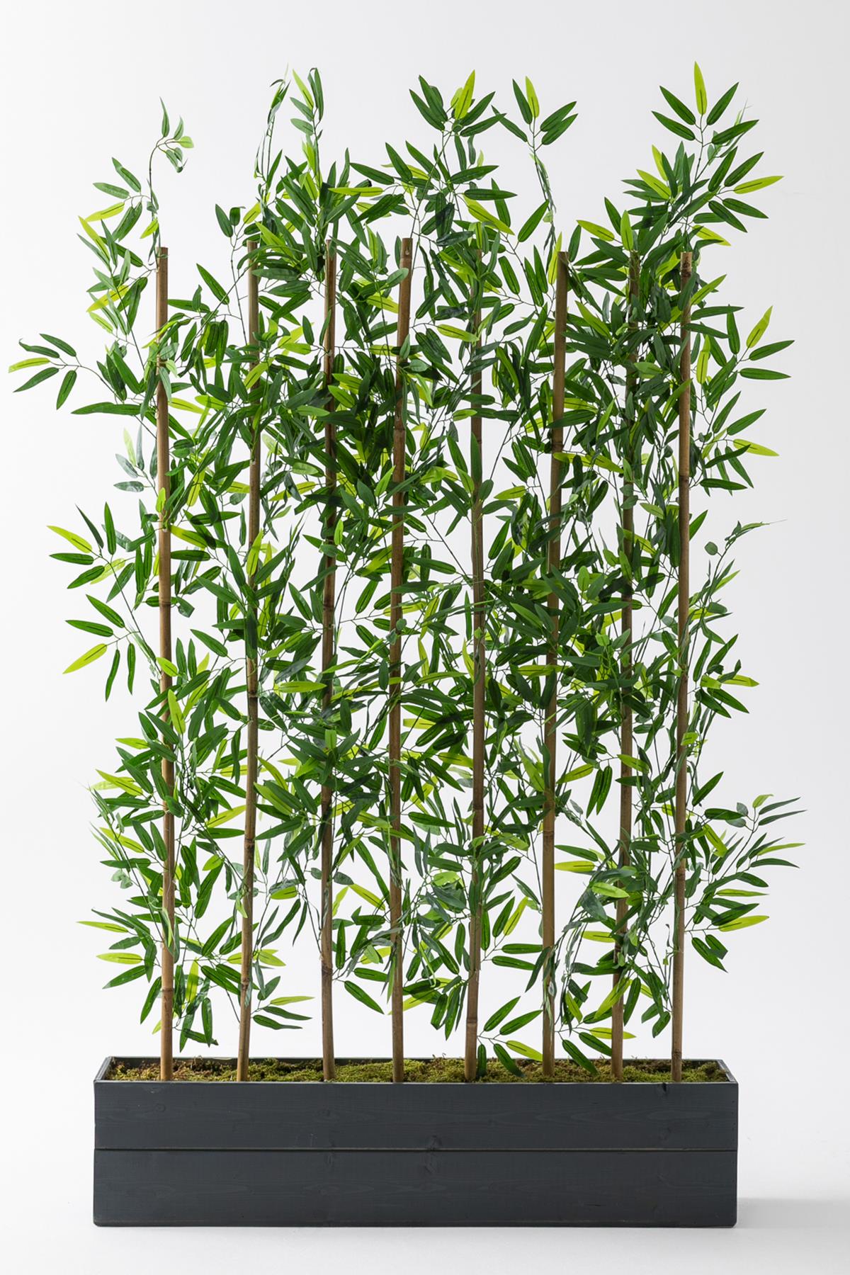 Yapay Bambu Seperatör Ahşap Antrasit Saksı