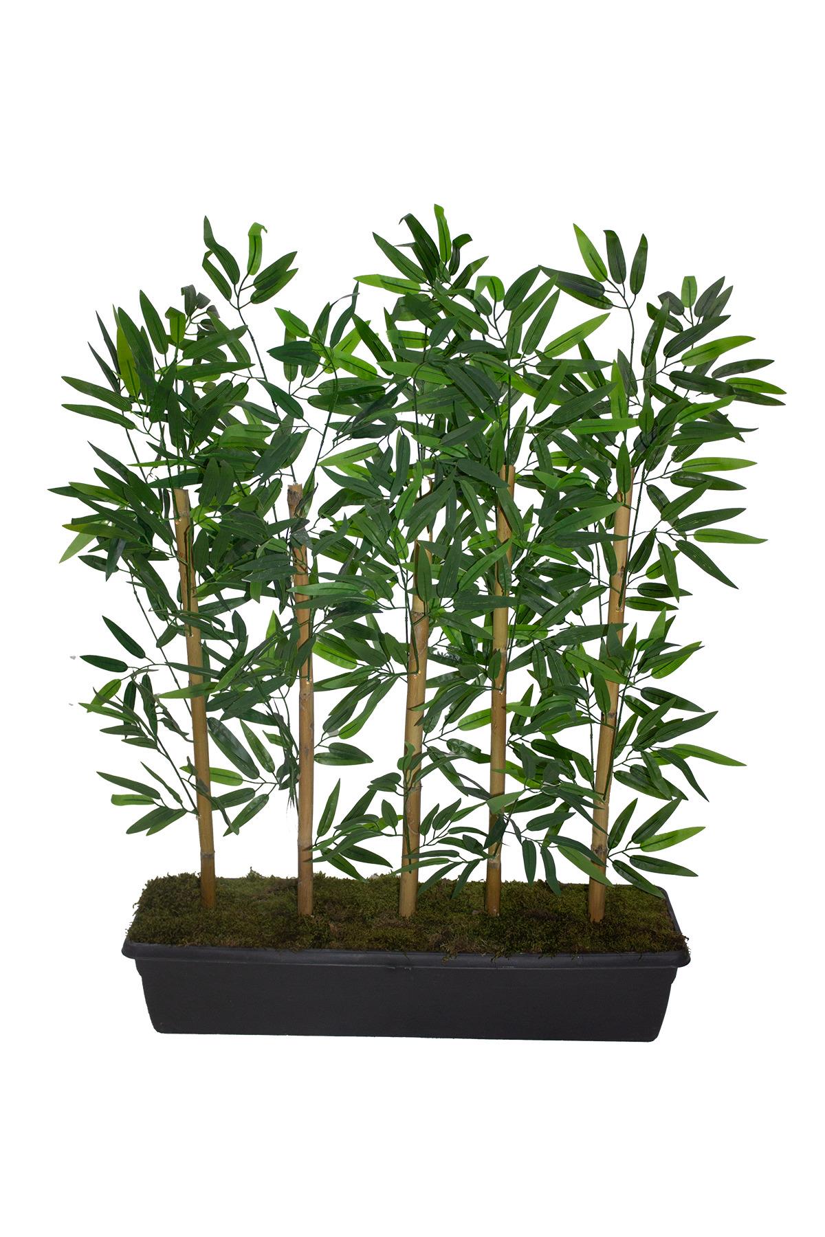 Yapay Bambu Seperatör Antrasit Saksılı 100 Cm