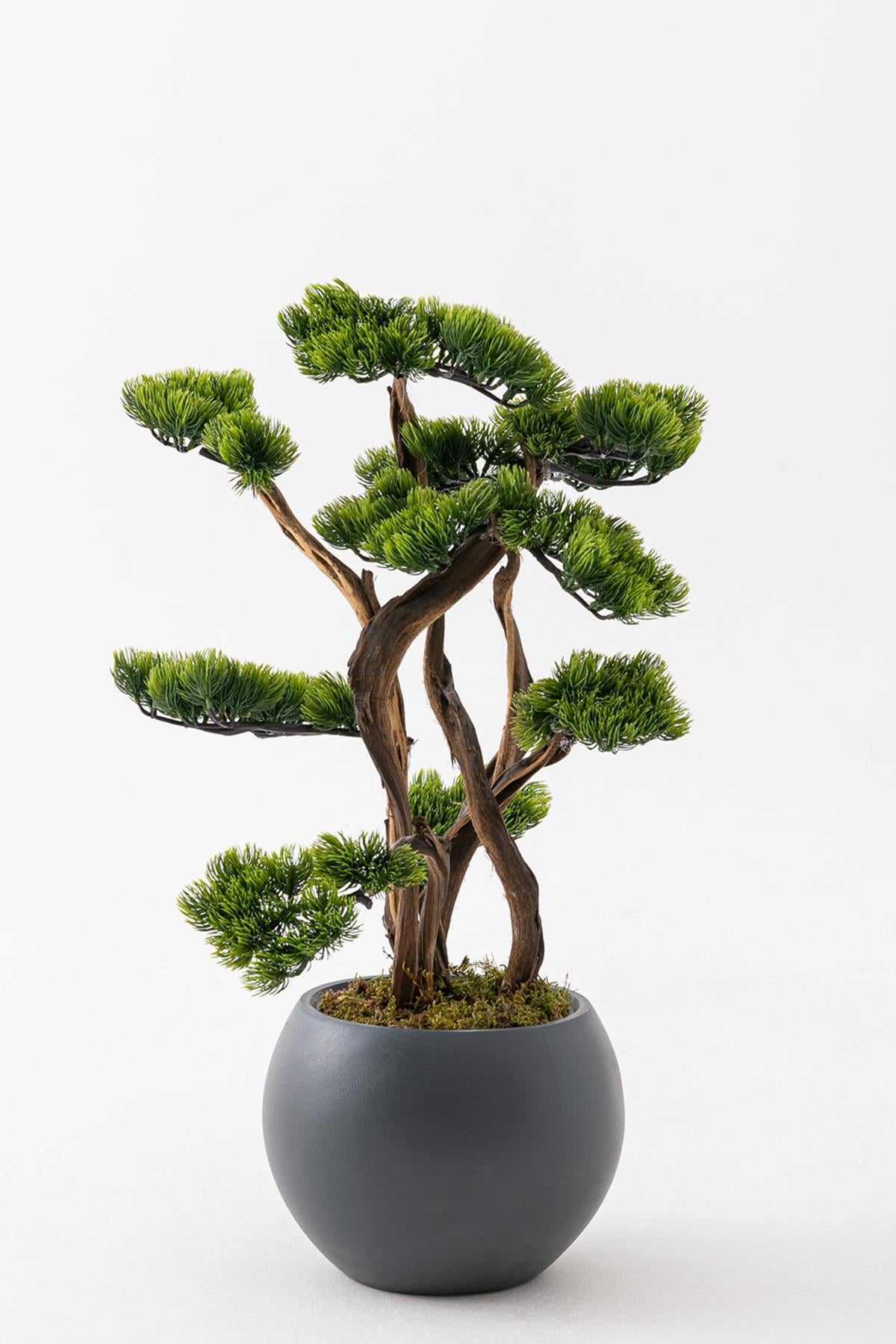 Yapay Bonsai 100 Cm 10 Dal Küre Gri Küre
