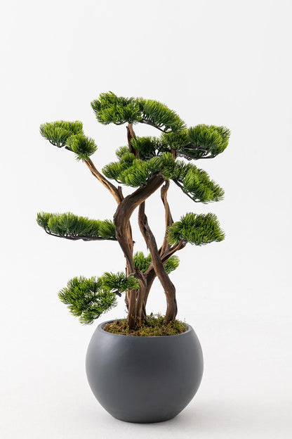 Yapay Bonsai 100 Cm 10 Dal Küre Gri Küre