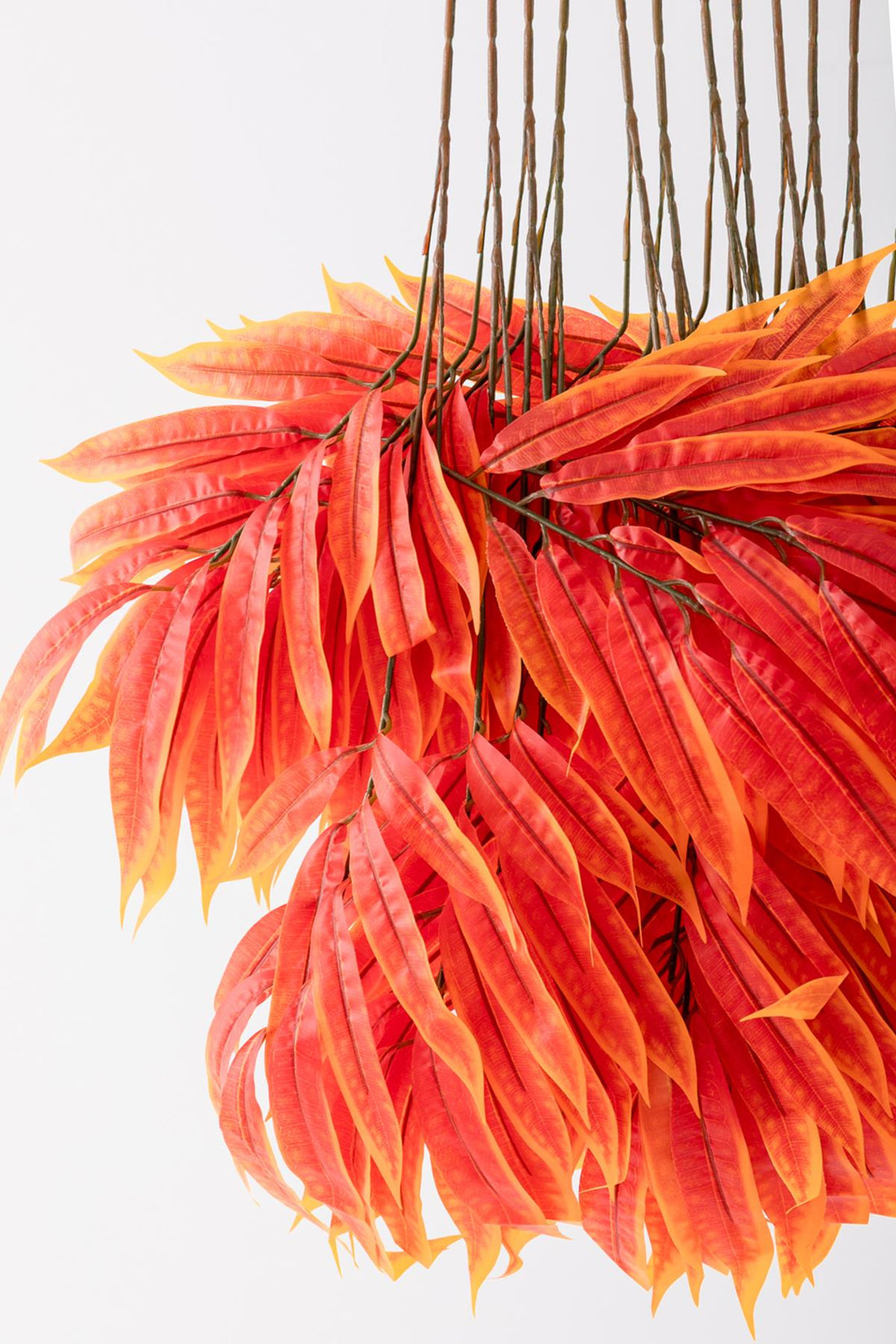 Yapay Büyük Renkli Yaprak 40 Cm 12 Dal Turuncu