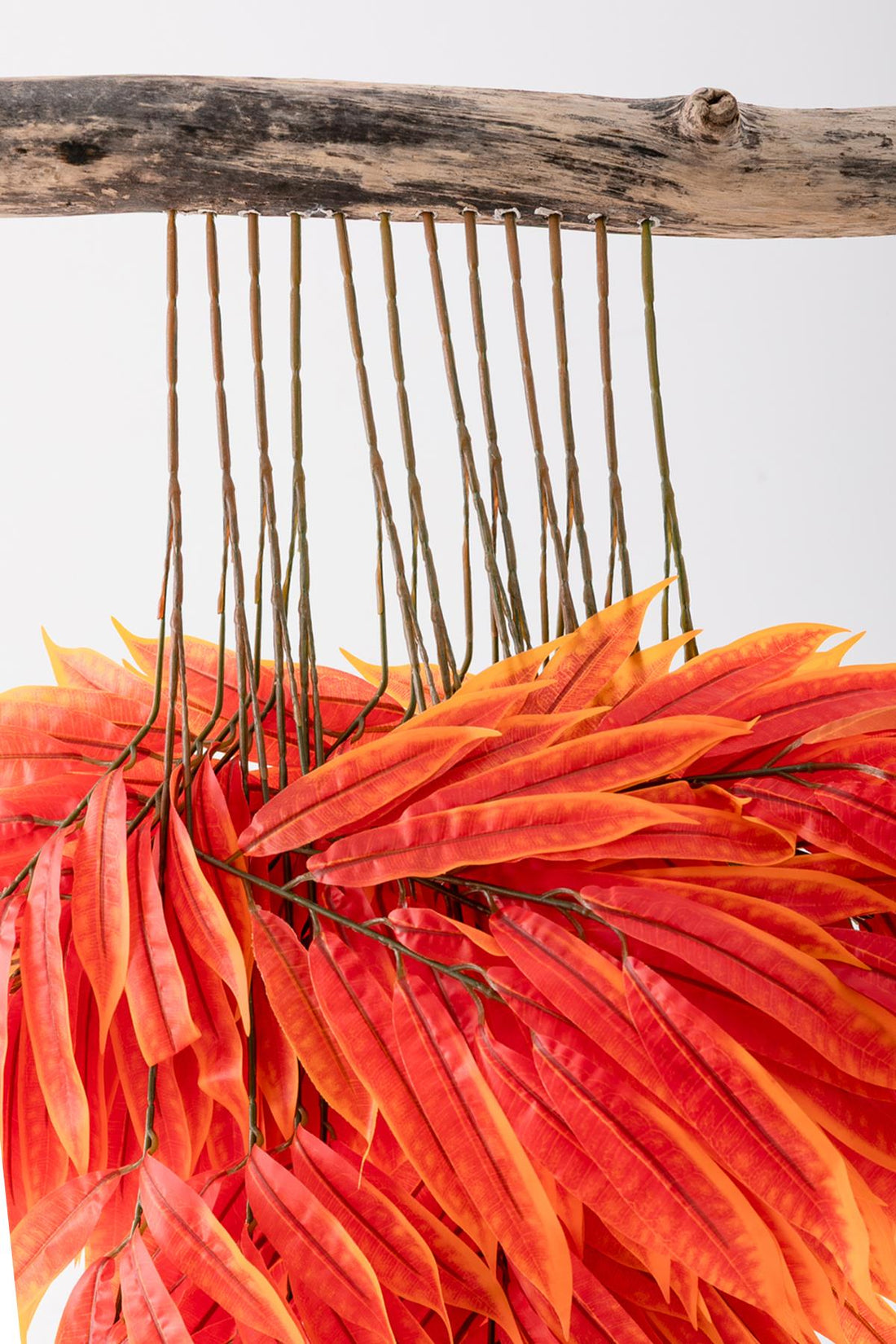 Yapay Büyük Renkli Yaprak 40 Cm 12 Dal Turuncu