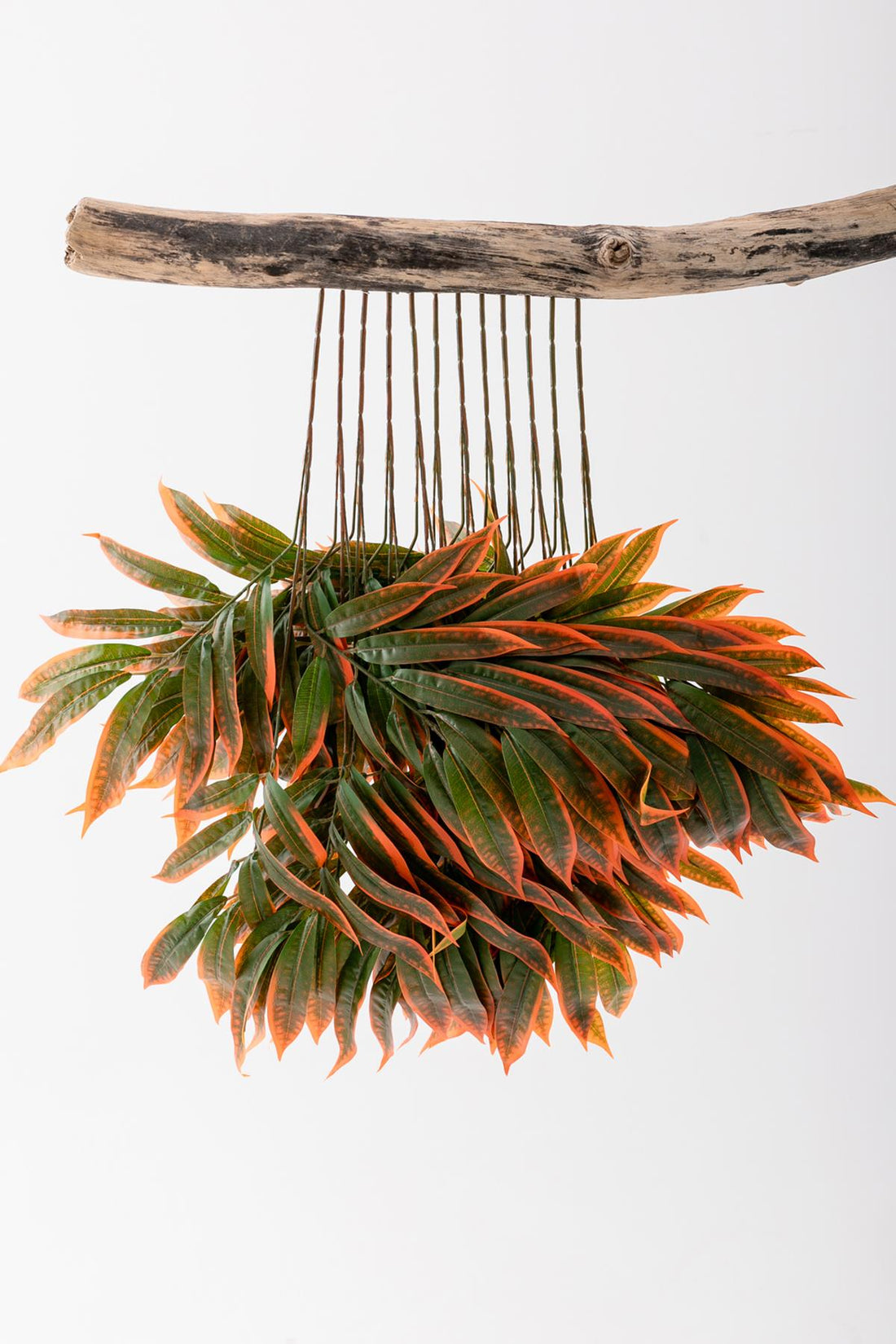 Yapay Büyük Renkli Yaprak 40 Cm 12 Dal Yeşil Turuncu