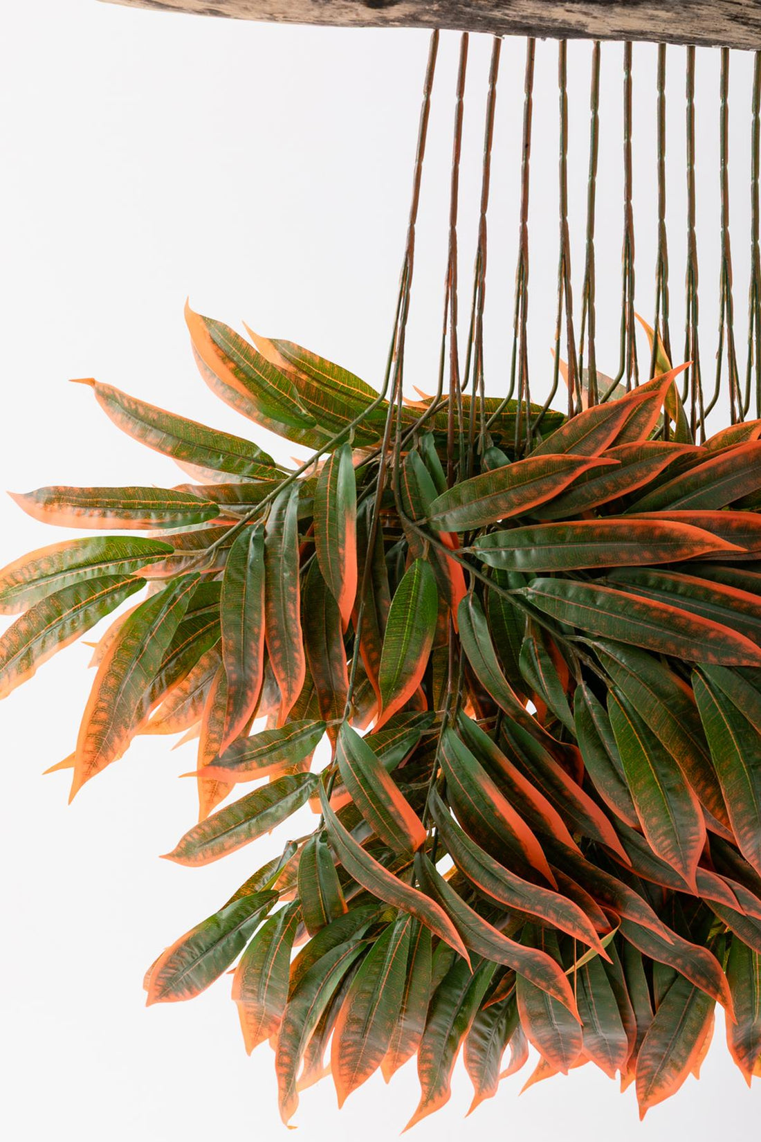 Yapay Büyük Renkli Yaprak 40 Cm 12 Dal Yeşil Turuncu