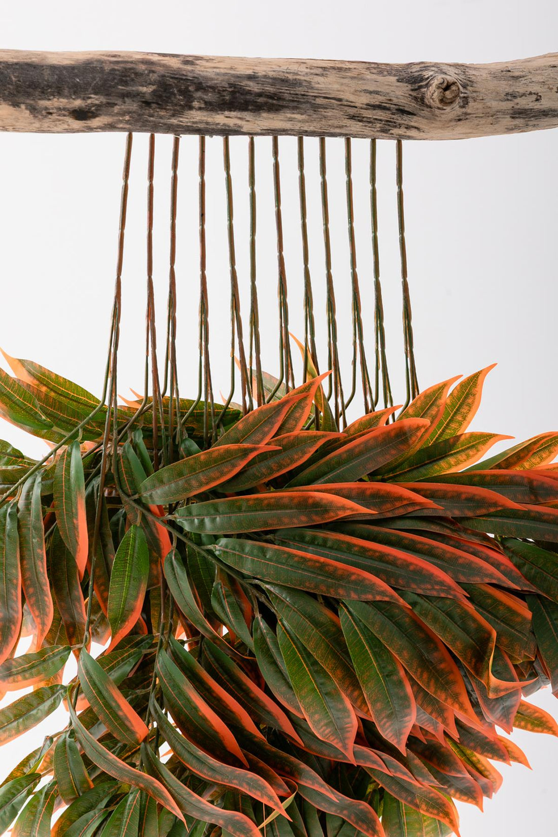 Yapay Büyük Renkli Yaprak 40 Cm 12 Dal Yeşil Turuncu