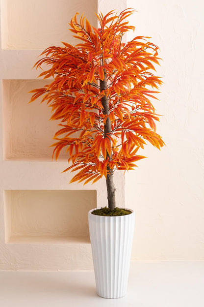 Yapay Büyük Renkli Yapraklı Ağaç Turuncu 200 Cm