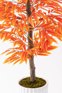Yapay Büyük Renkli Yapraklı Ağaç Turuncu 200 Cm