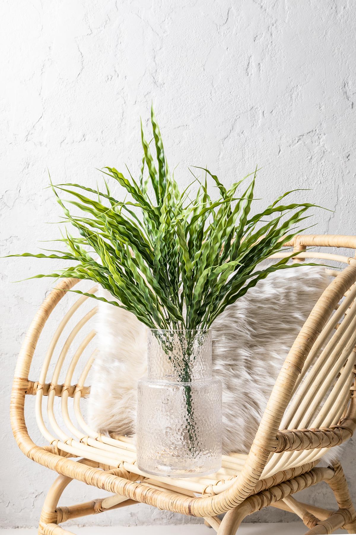 Yapay Büyük Saz Demeti Açık Yeşil 60 Cm 10 Dal