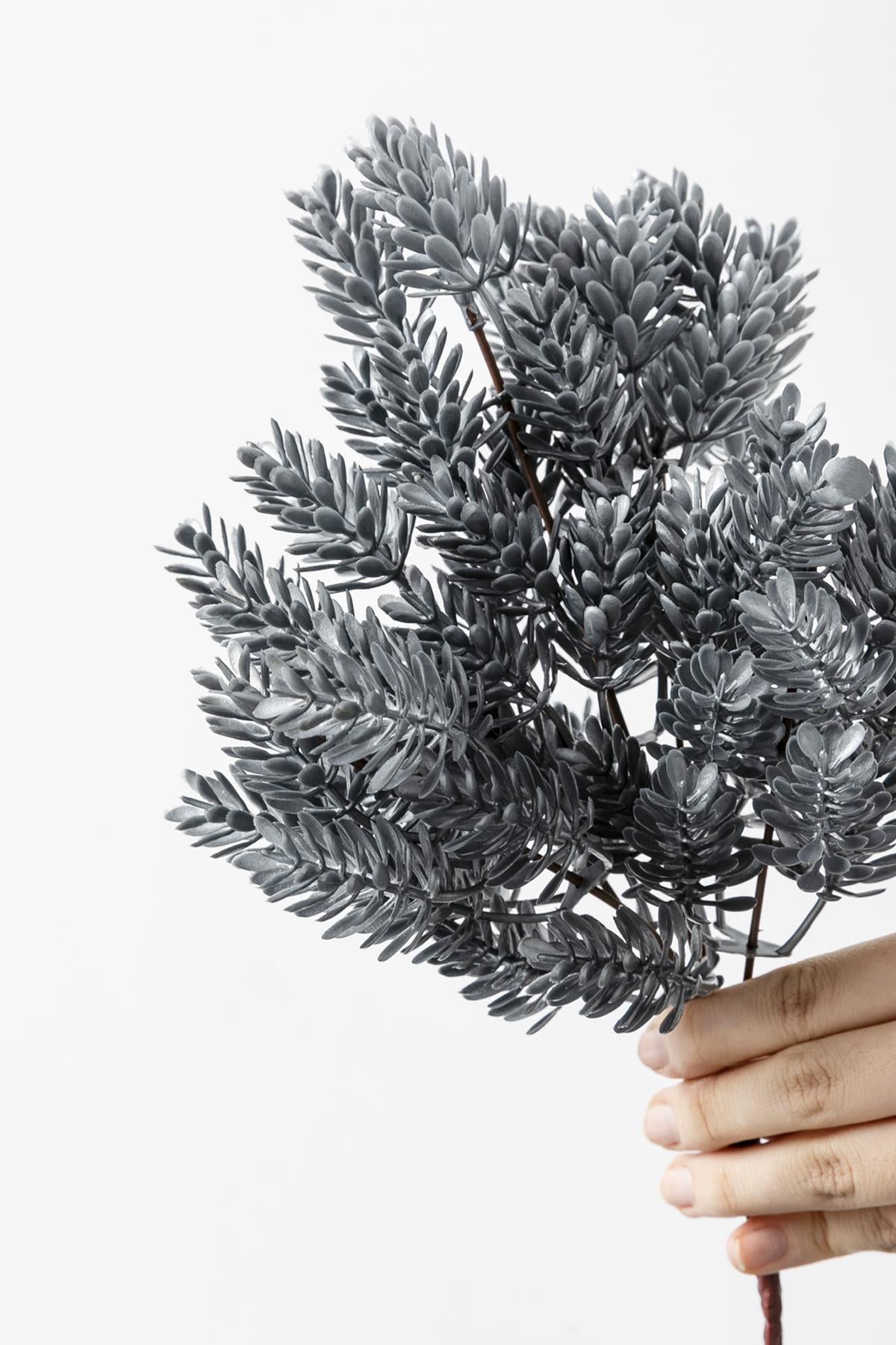 Yapay Çamdalı Demeti Gri 30 Cm 5 Dal(Uv)