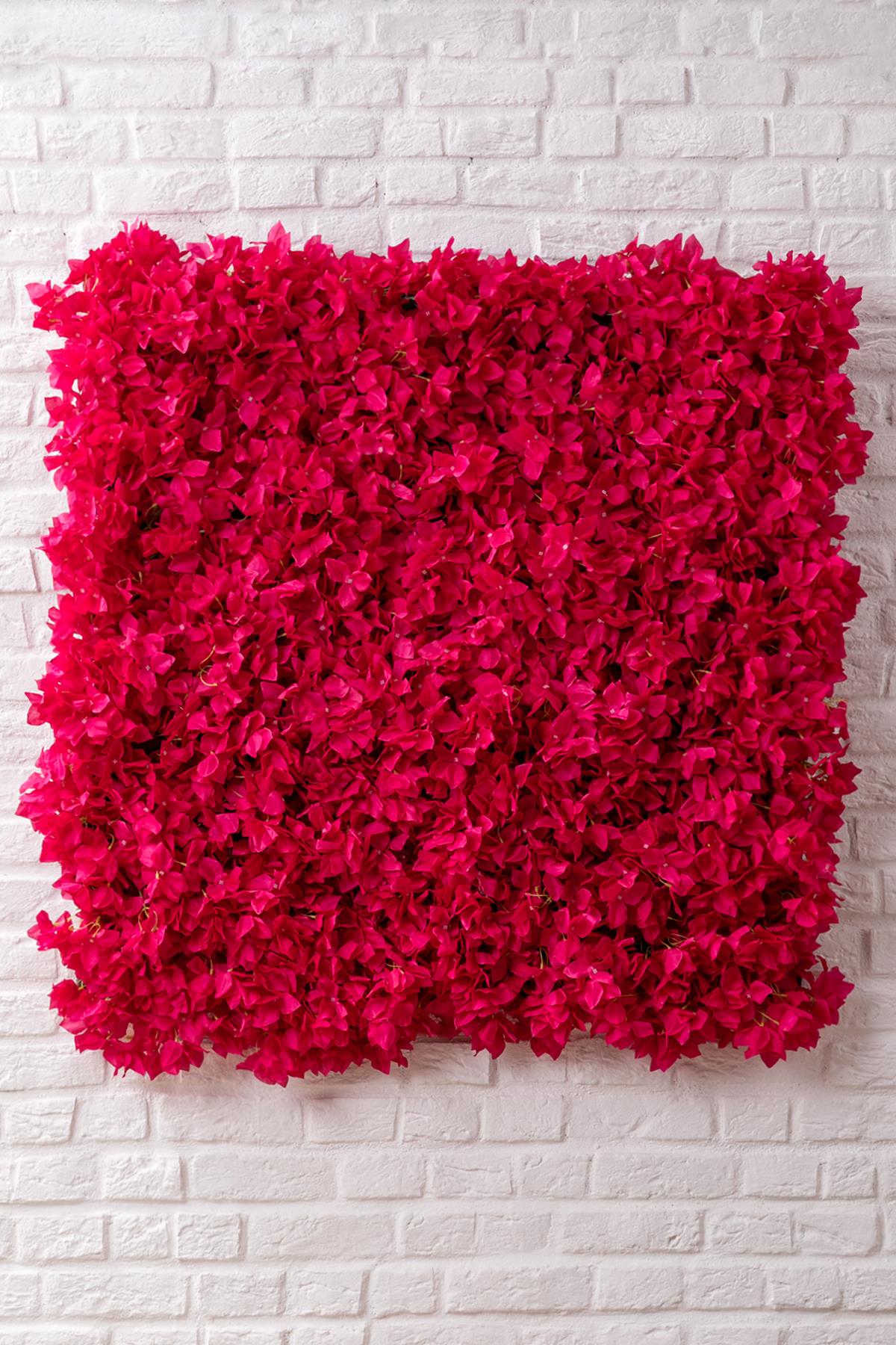 Yapay Çiçek Duvarı 100x100 Fuşya