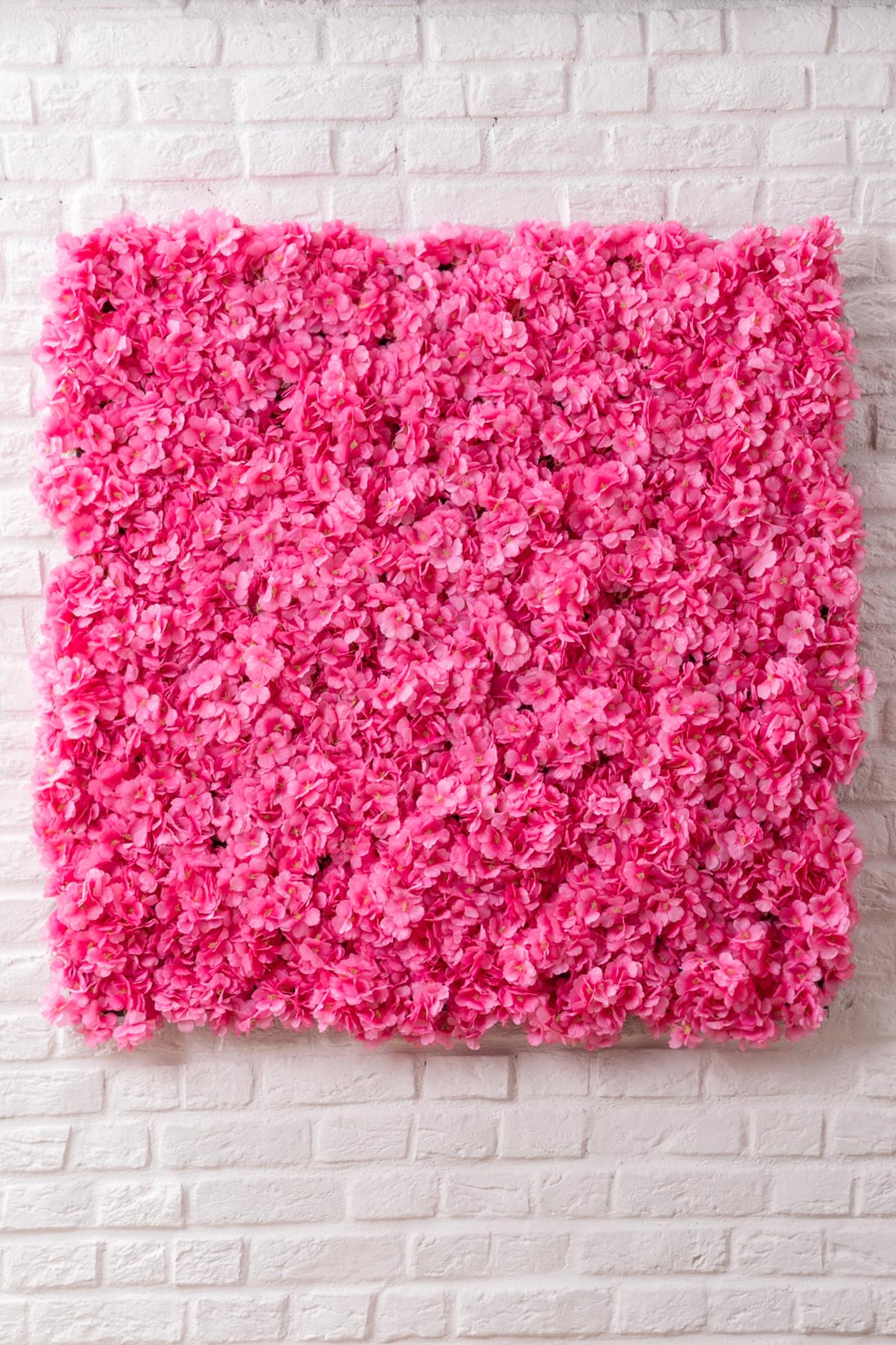 Yapay Çiçek Duvarı 100x100 Pembe