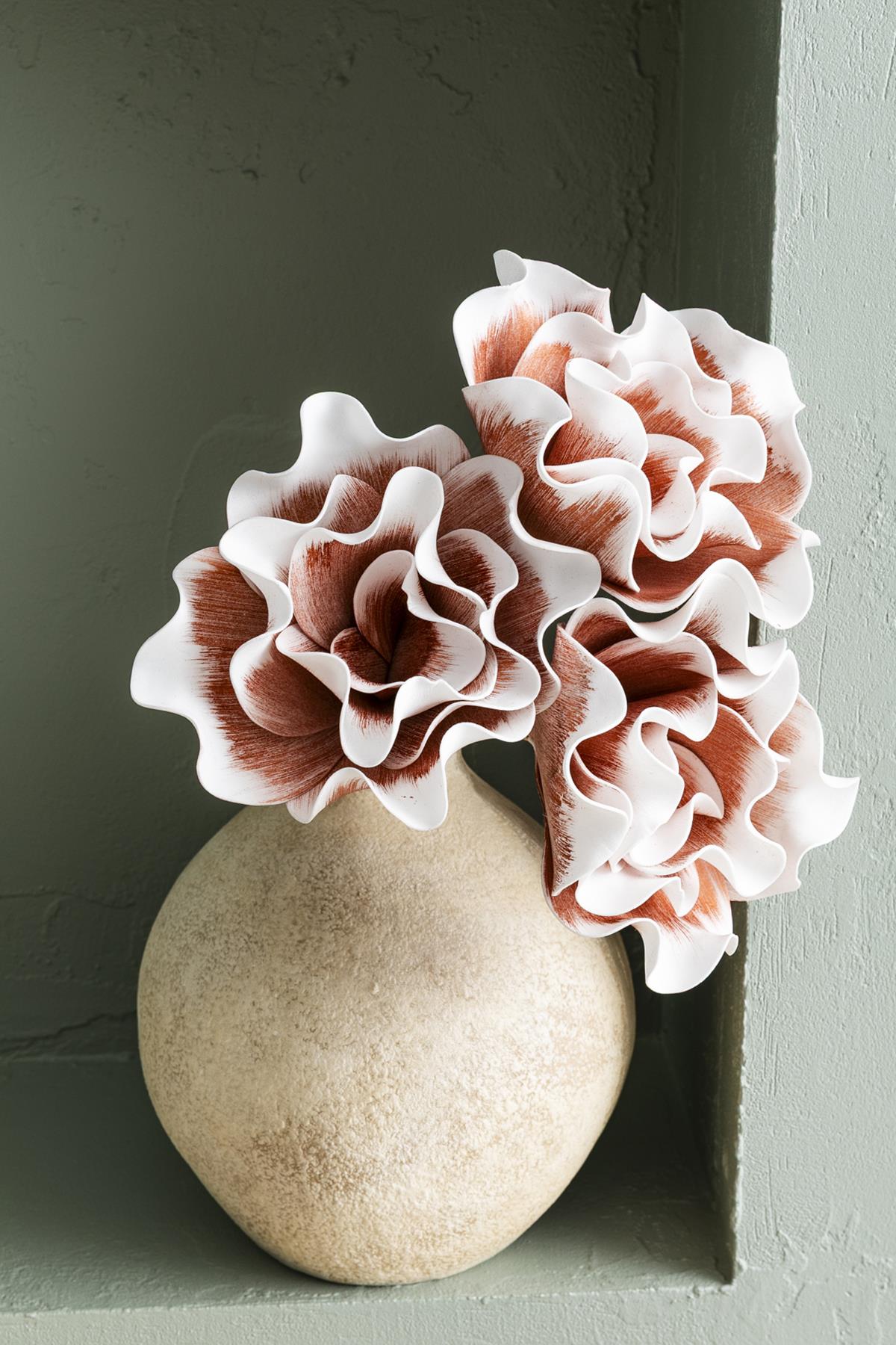 Yapay Çiçek Lateks Kahverengi Beyaz 50 Cm