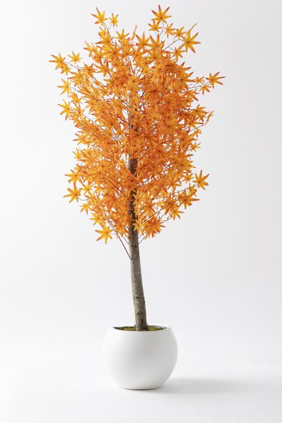 Yapay Çınar Ağacı 180 Cm Turuncu Küre Plastik Saksı