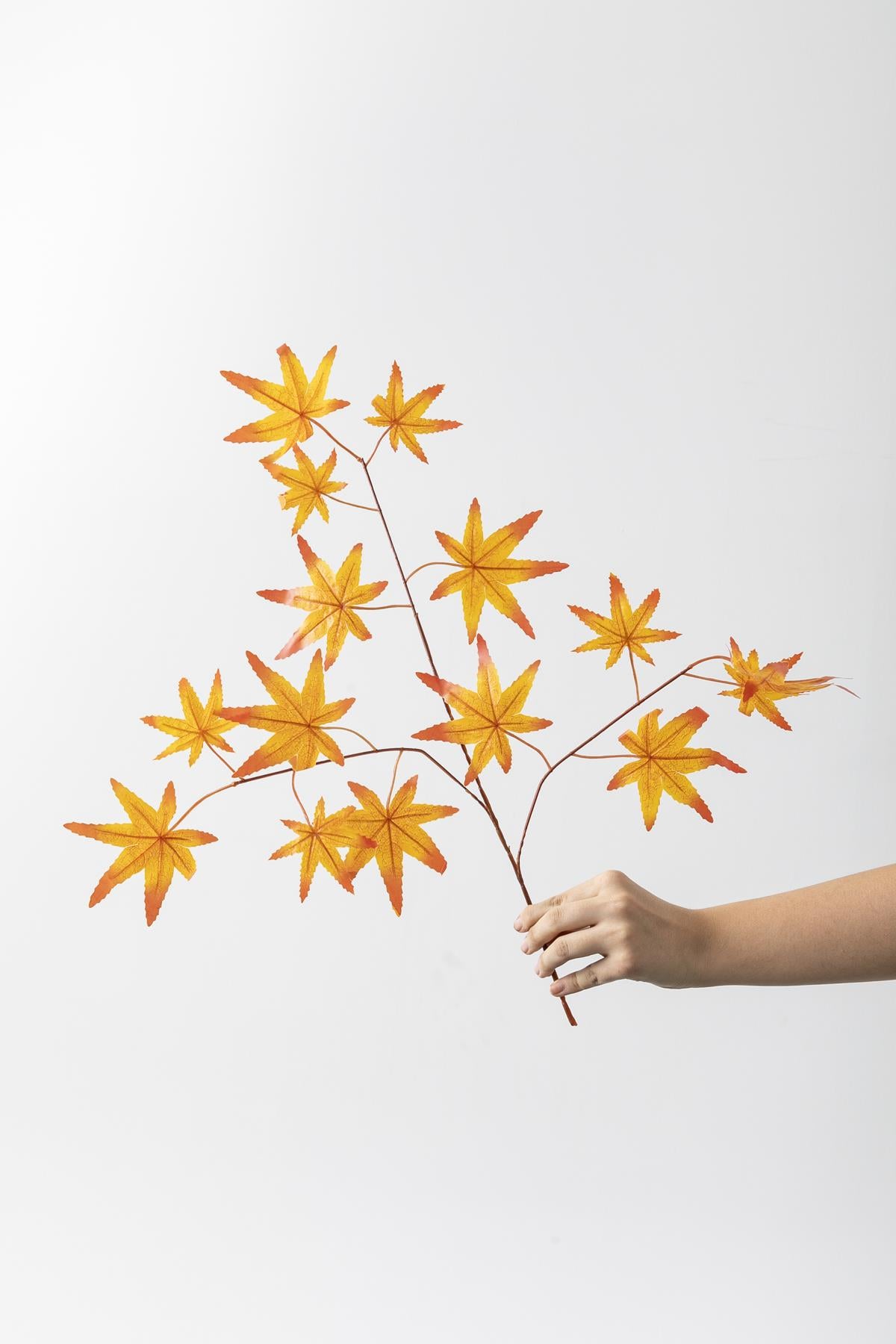 Yapay Çınar Yaprağı Demeti 12'li Sarı