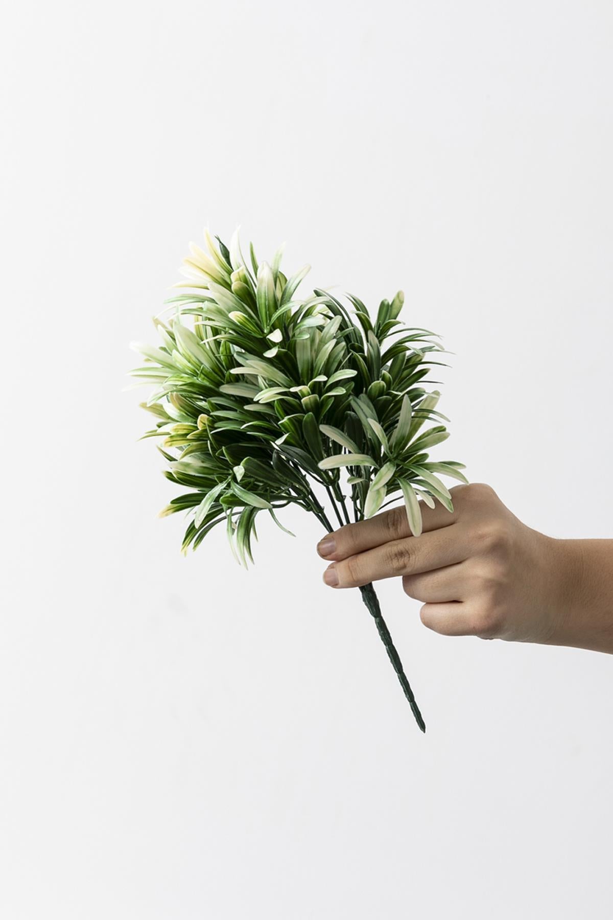 Yapay Defne Demeti Yeşil Beyaz 35 Cm 5 Dal(Uv)