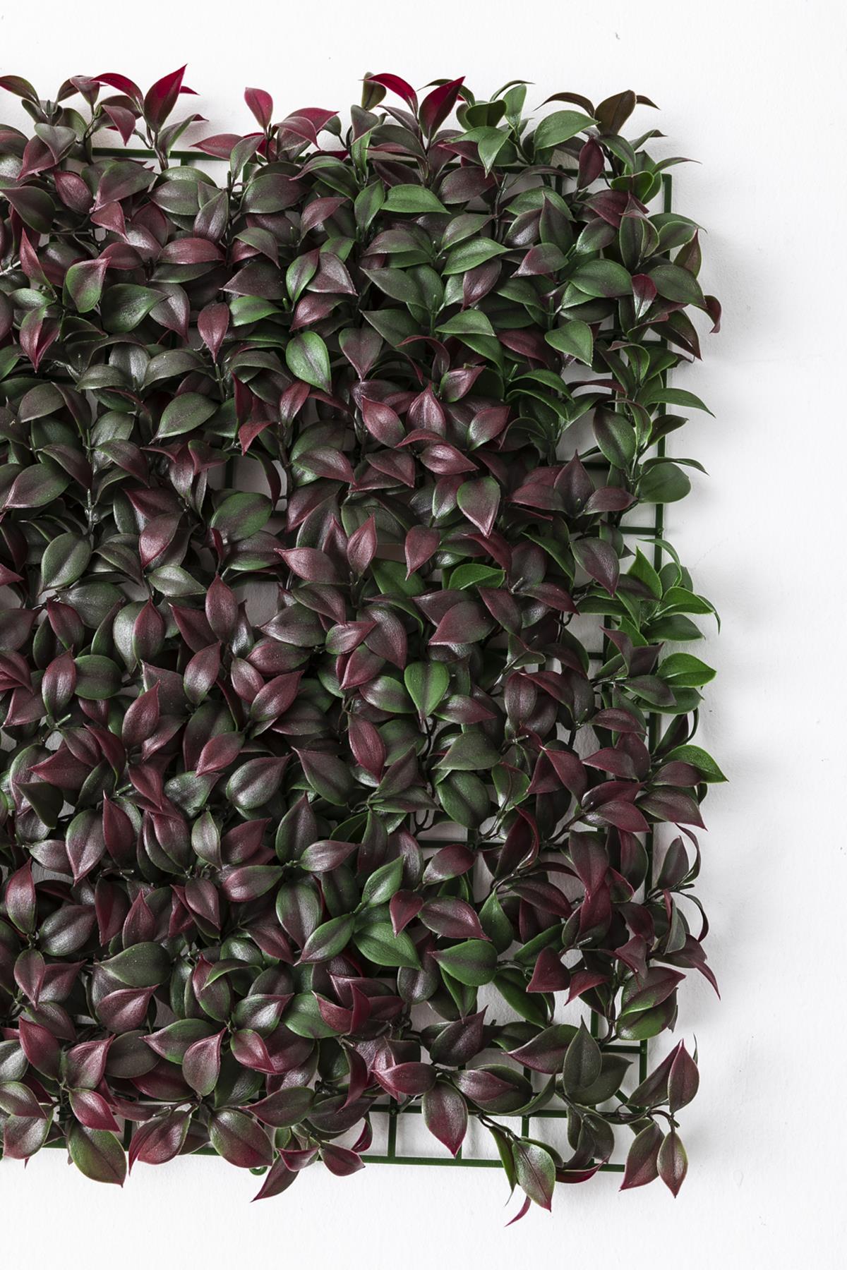 Yapay Duvar Paneli Uv Korumalı Limon Dalı Bordo Yeşil 50*50